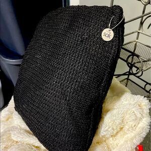 Black weave knit 18x18 square throw accent pillow decor X the SAK